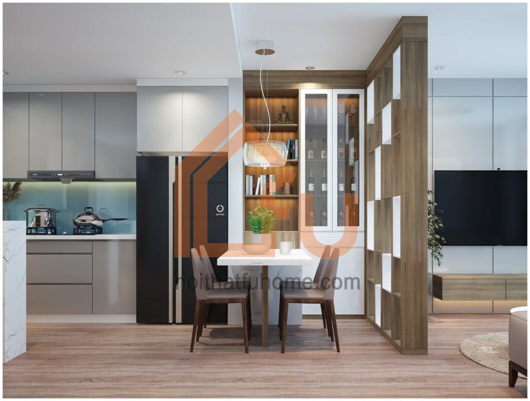 Thiết kế nội thất không gian phòng bếp và bàn ăn