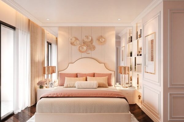 Phòng ngủ Master ấn tượng với gam màu hồng