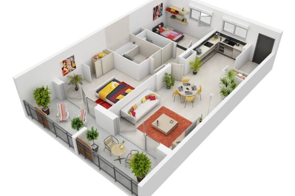 Thiết kế nội thất chung cư 90m2 2 phòng ngủ