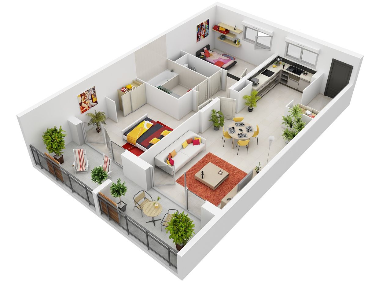 Thiết kế nội thất chung cư 90m2 2 phòng ngủ