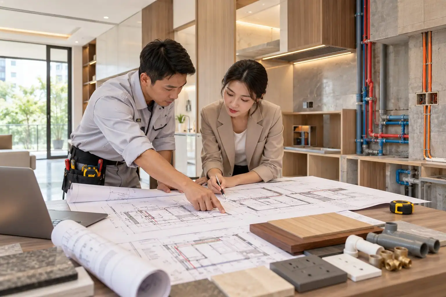 Phối hợp điện nước và đồ gỗ nhà phố: Checklist