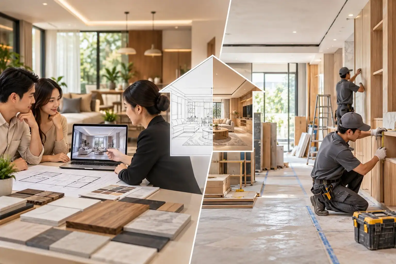 Thiết kế và thi công cùng một đơn vị hay tách riêng?